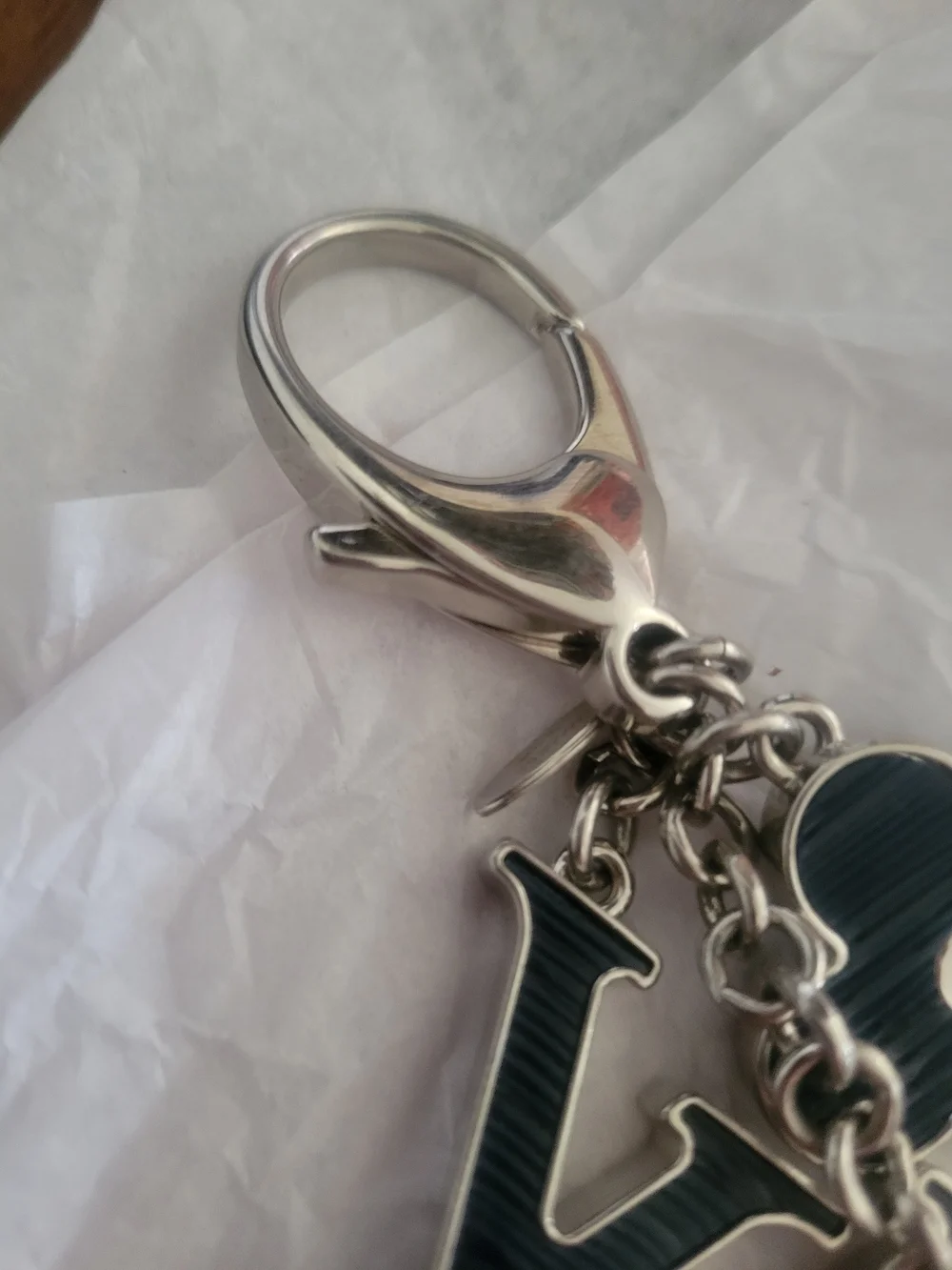 Louis Vuitton Navy & Silver Monogram Flower Key Charm